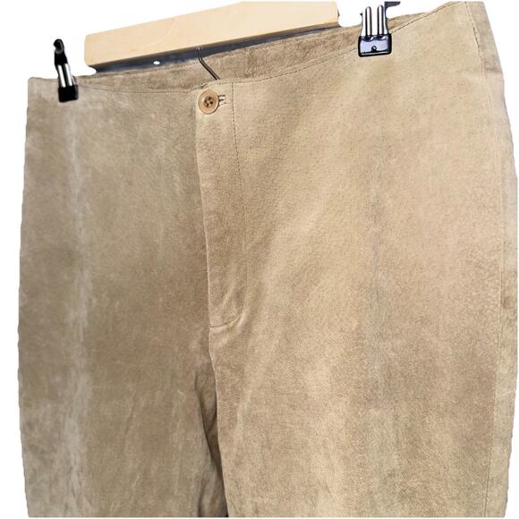 VTG ANONYMOUS John Carlisle 10 Genuine Leather Tan Fawn Cropped Suede Pant Lined - Picture 2 of 9